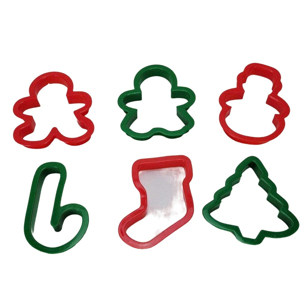 Lot of 6 Plastic Christmas Cookie Cutters